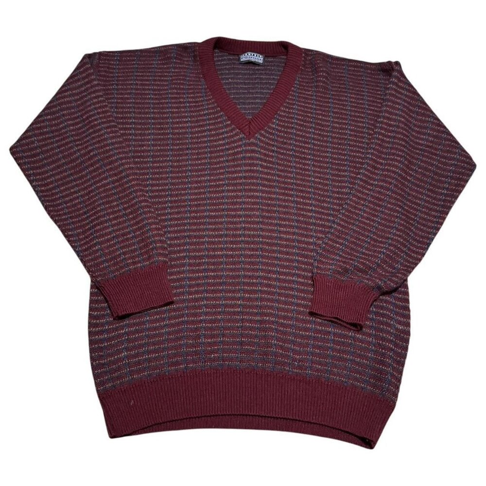 Vintage 90s Jantzen Classics Multicolor V Neck Sweater Adult‎ XL